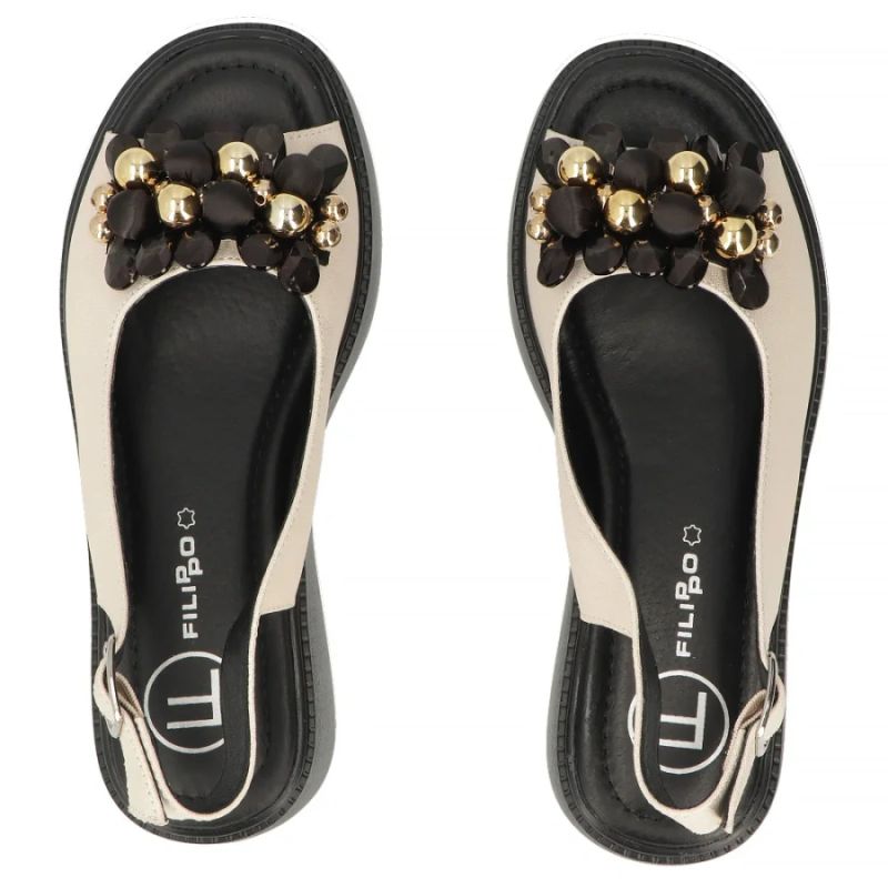 Women's gold leather wedge sandals Filippo DS7577