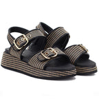 Women's black and gold platform sandals Artiker 58C1741 Artiker