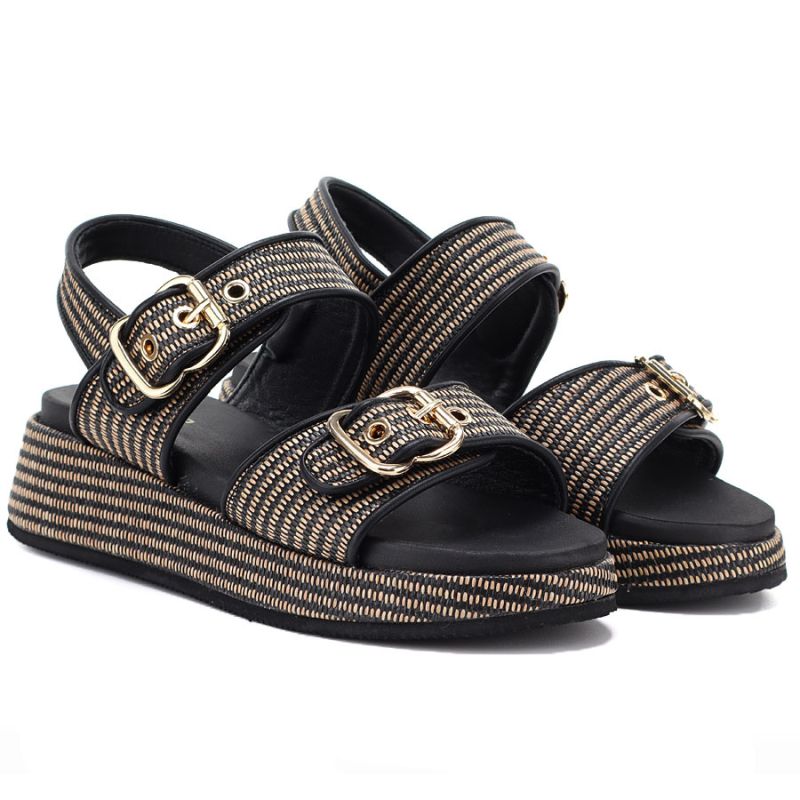 Women's black and gold platform sandals Artiker 58C1741 Artiker