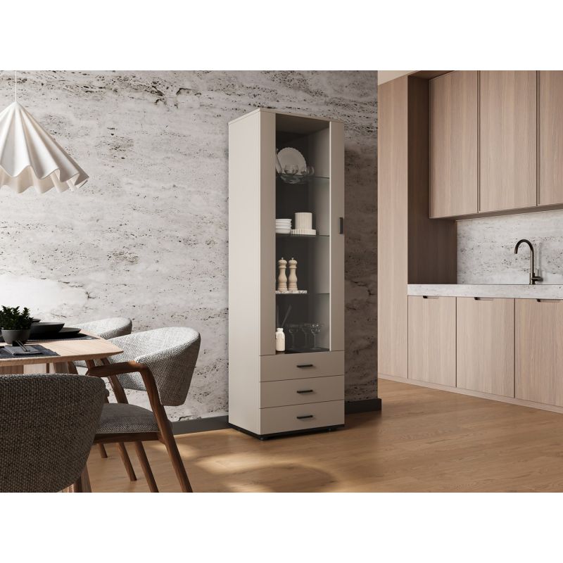 Display cabinet S1 SOHO 60x41x192 cashmere+black Bufety i witryny/Bufety i witryny na drewnianej podstawie Your Sports Performance