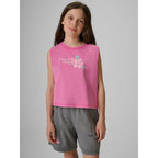 Girls' sleeveless T-shirt with print 4F 4FJRSS26TSLEF328-54S 4f