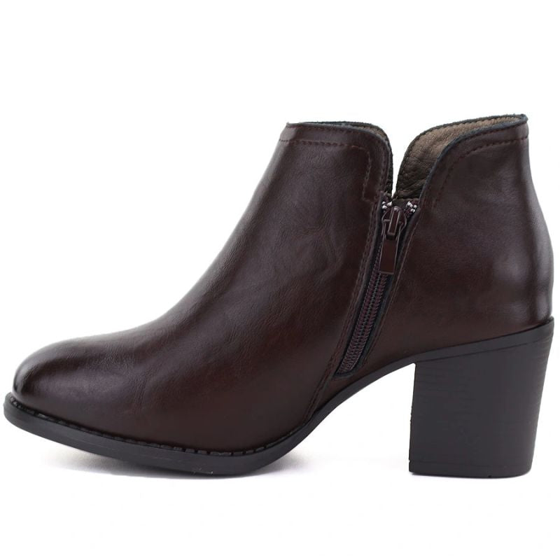 Burgundy Leather Heeled Ankle Boots M.Daszyński OL60-1