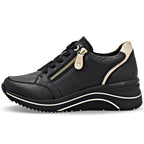 Women's leather wedge sneakers black Remonte Rieker D0T03-03