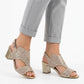 Women's openwork beige heeled sandals M.Daszyński MR1954-2 M. Daszyński