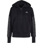 Women's adidas Seasonal Essentials Animal Print 3-Stripes Full-Zip Hooded Sweatshirt Black KS8002