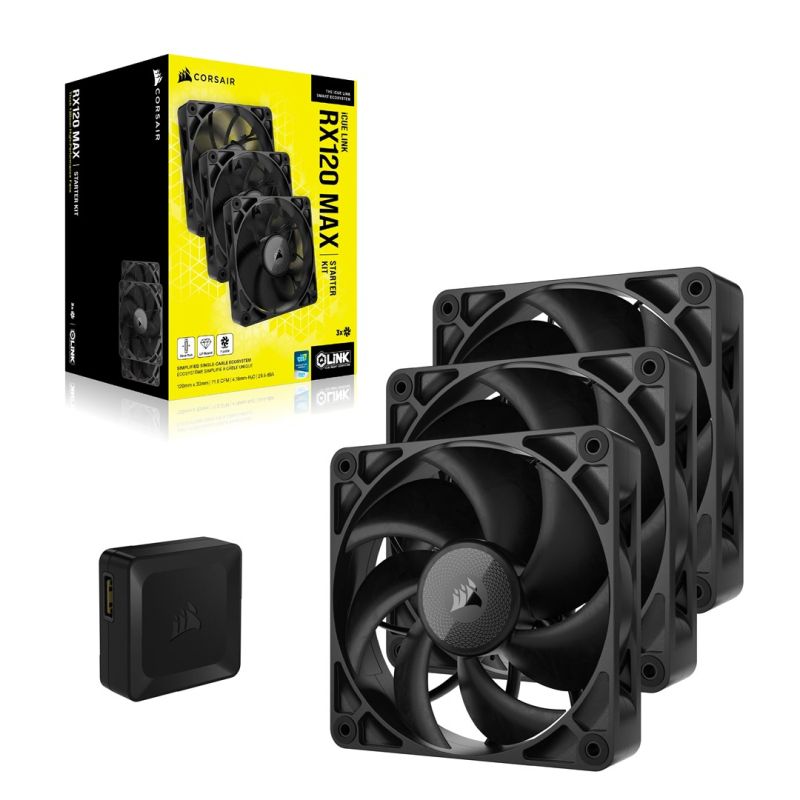 CORSAIR Lüfter 3-Fan Set 120*120*25 iCUE Link RX120 MAX Triple Kit Chłodzenie/Chłodzenie - wentylatory Your Sports Performance