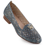 Women's openwork low-heeled shoes, blue M.Daszyński SA222-3 Footwear Your Sports Performance