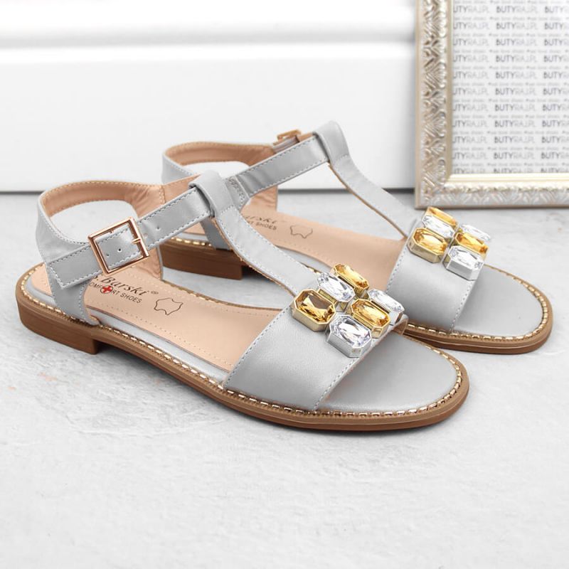 Comfortable sandals with zircons S.Barski W OLI261B, silver Footwear/Lifestyle/S.Barski Your Sports Performance