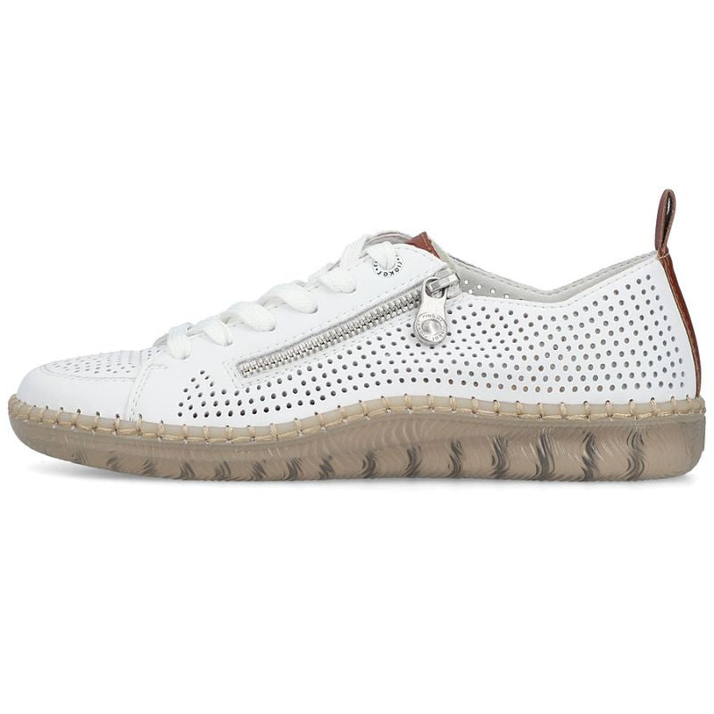 Women's leather openwork shoes white Rieker N2405-80 Rieker