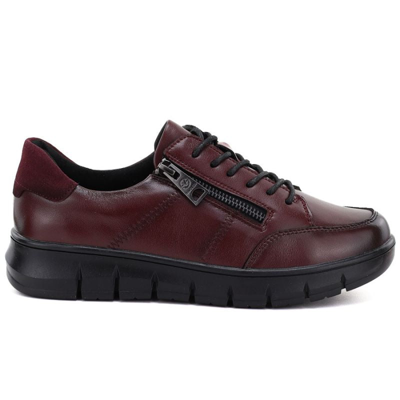 Women's leather platform shoes in burgundy Vinceza 133130