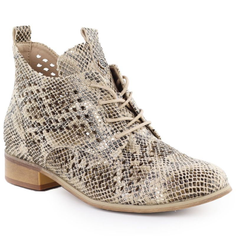Women's openwork snakeskin ankle boots, beige, Potocki SZ12091 To be categorized Your Sports Performance