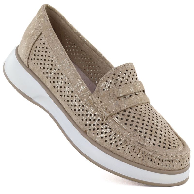 Women's openwork golden lords shoes Sergo Leone MK098H LEONE