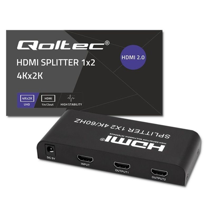 QOLTEC SPLITTER 2XHDMI 4KX2K | 6GB/S | 60HZ Kable i adaptery/Adaptery, przejściówki Your Sports Performance