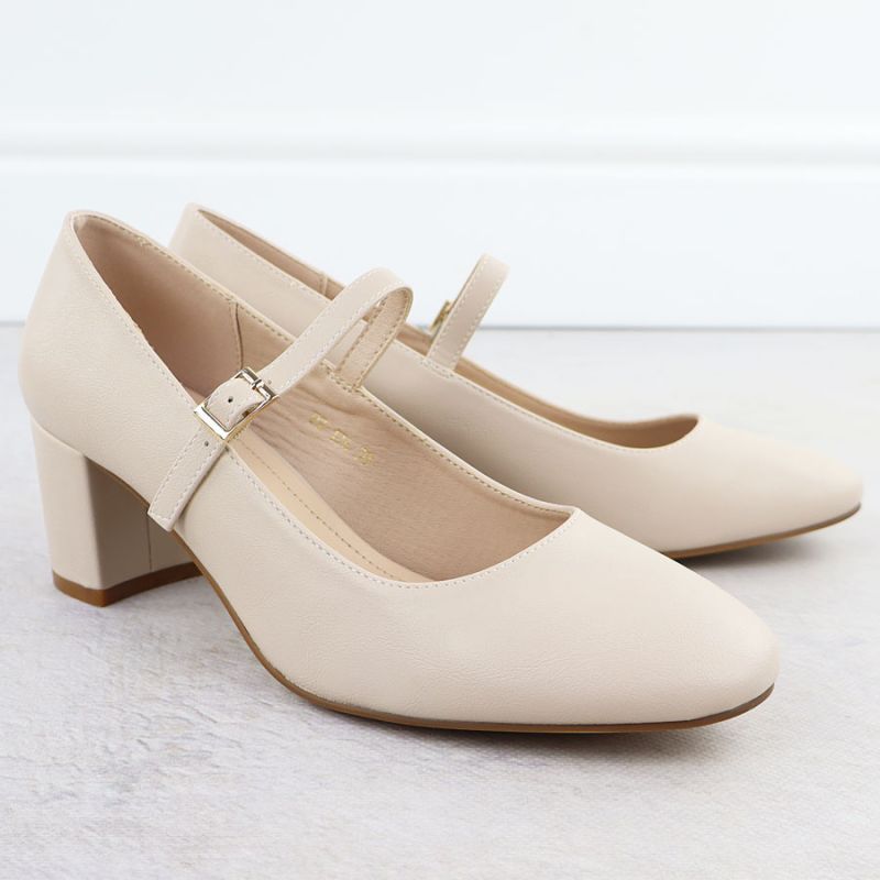 Nude low-heeled pumps with strap Sergio Leone PB176 Footwear Your Sports Performance