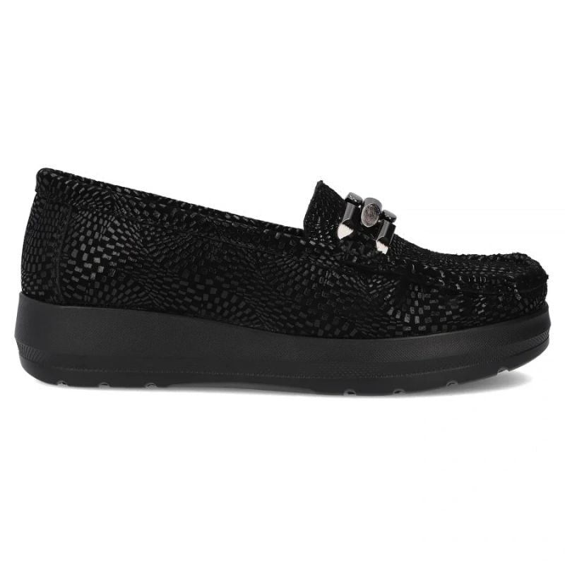 Women's leather platform loafers, black, Filippo DP7652 Filippo