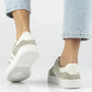Women's leather sneakers on the platform in khaki Filippo DP7512 Filippo