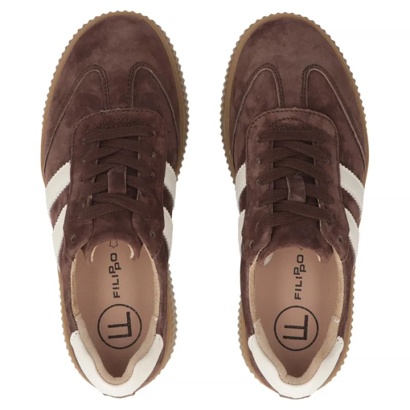 Women's brown leather and suede platform shoes Filippo DP6776
