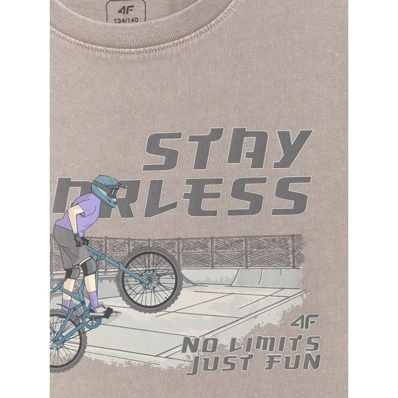 Boy's loose T-shirt with print 4F 4FJRSS26TTSHM4279-25S
