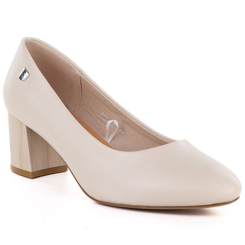 Beige Sergio Leone PB404 women's pumps with a block heel LEONE