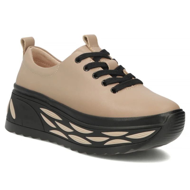 Women's leather sneakers on a taupe platform Filippo DP8006
