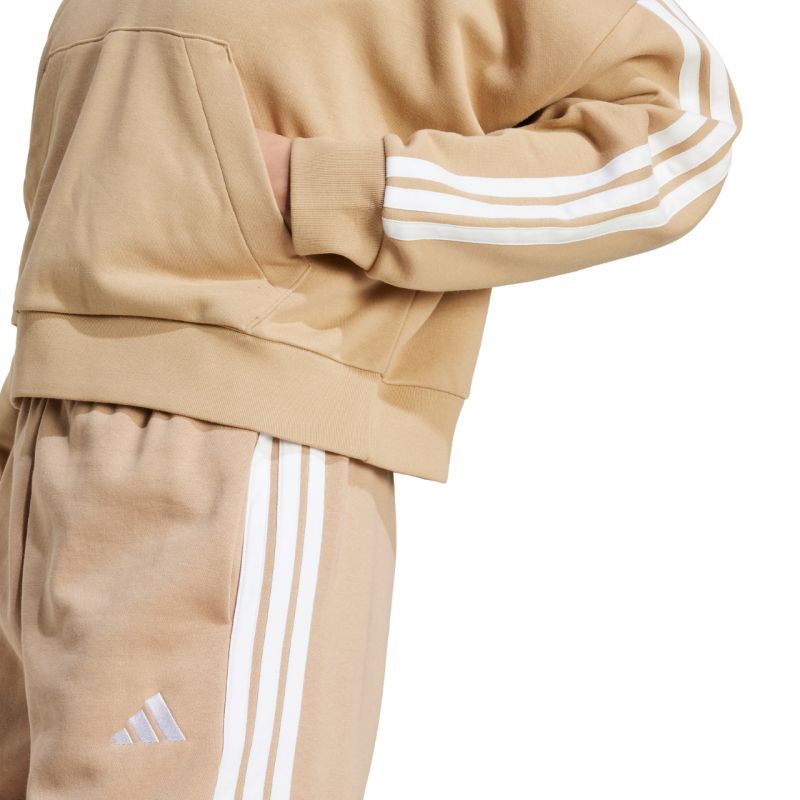 Women's Essentials 3-Stripes French Terry Hoodie Quarter Zip Beige JX7676 In preparation Your Sports Performance
