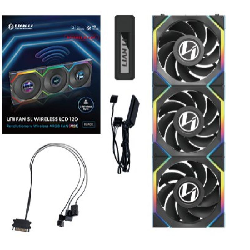 Lian Li UNI FAN SL Wireless LCD 120 Reverse Blade Computer Case Fan 12 cm Black 3 pcs. Chłodzenie/Chłodzenie - wentylatory Your Sports Performance