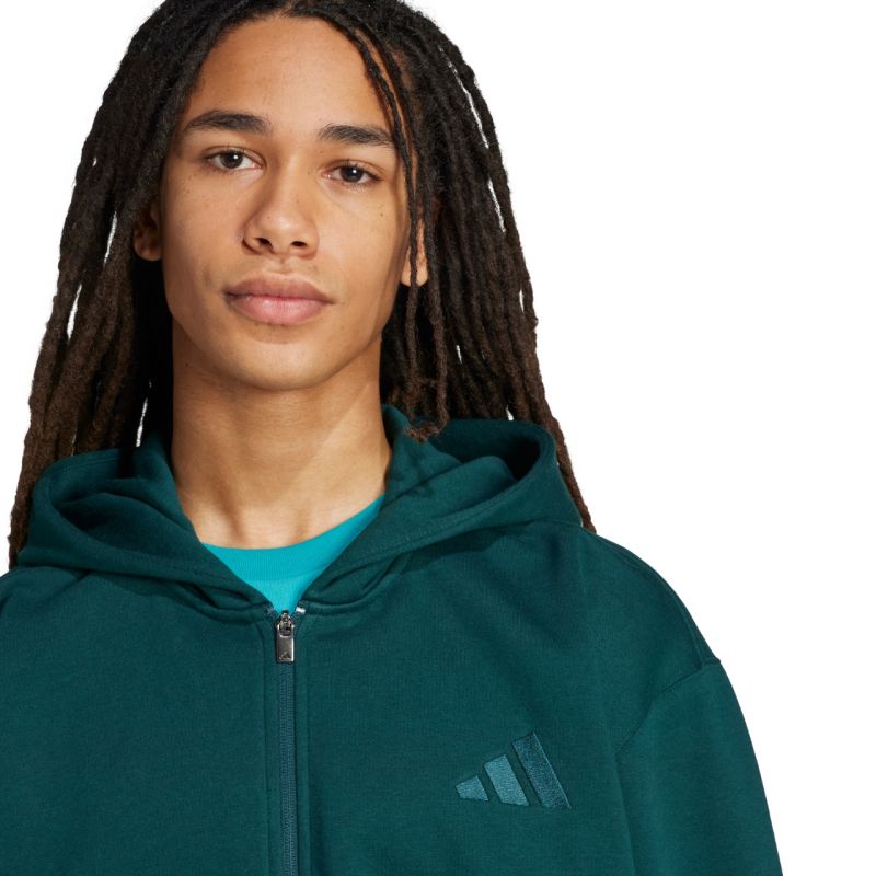 Men's adidas ALL SZN Fleece Full-Zip Sweatshirt Green JX5101 In preparation Adidas