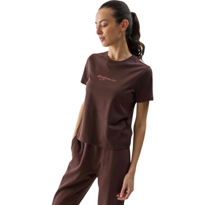 Women's T-shirt 4F F1354 dark brown 4FWSS24TTSHF1354 80S In preparation Your Sports Performance