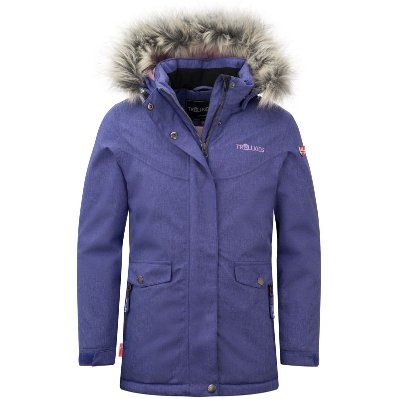 Trollkids Girls Oslo Coat XT insulated winter jacket with hood, purple (180-154) In preparation Your Sports Performance