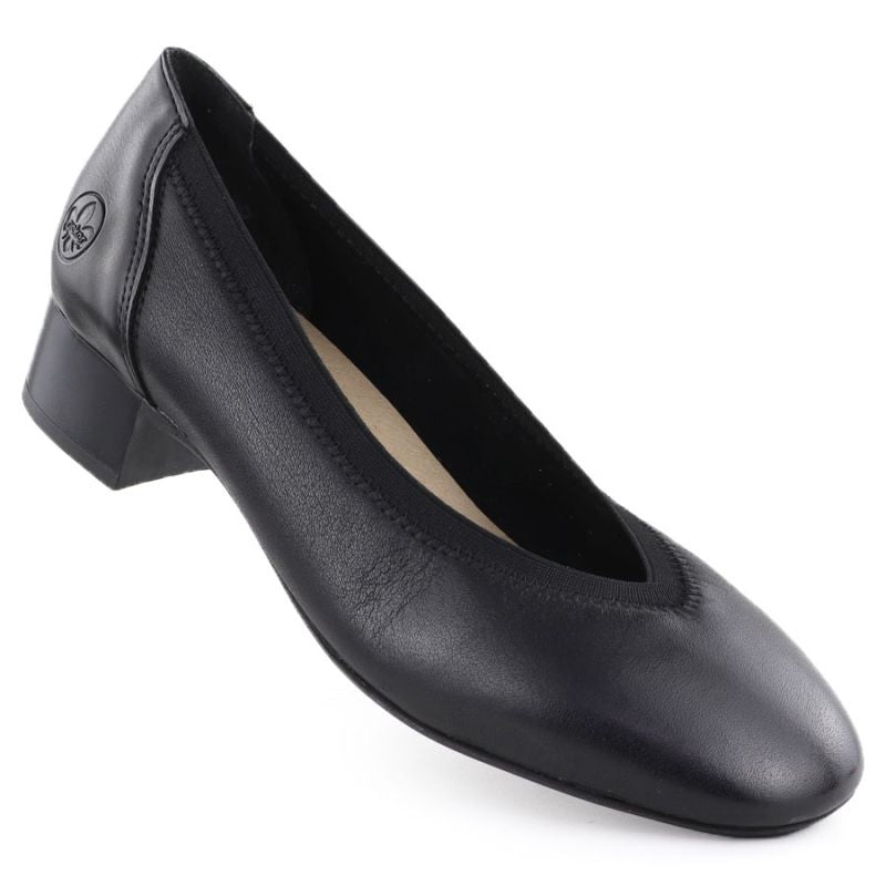 Women's leather pumps with low heels, black, Rieker 43452-00 To be categorized Your Sports Performance