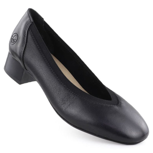 Women's leather pumps with low heels, black, Rieker 43452-00 To be categorized Your Sports Performance
