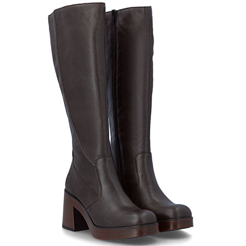 Women's insulated brown ankle boots with a block heel Rieker 58090-25