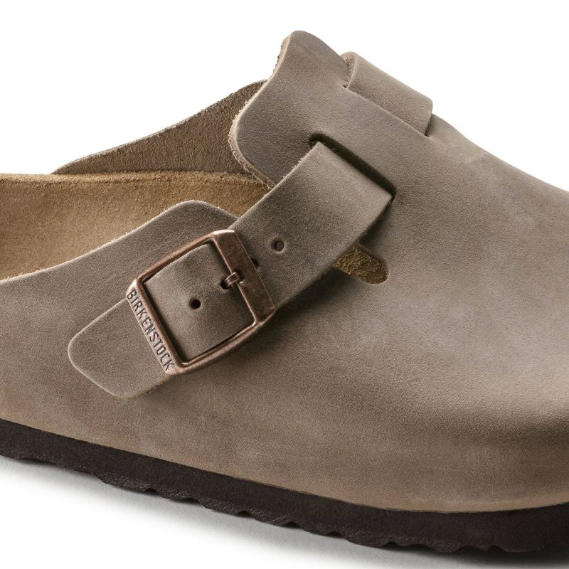 Birkenstock Boston Tabacco Brown Oiled Leather Regular Wide Slides for Women/Men (0960811) In preparation Your Sports Performance