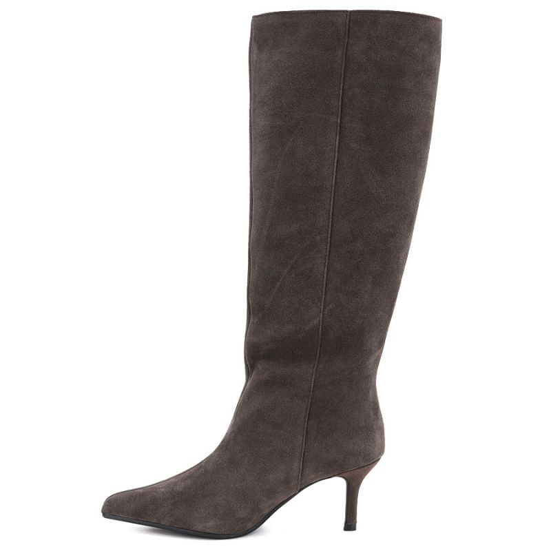 Women's leather boots with a high heel, insulated, brown, Big Star UU274497