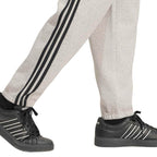 Men's adidas Essentials 3-Stripes Fleece Tapered Cuffed Pants Gray KY4127