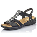 Black leather Roman sandals Rieker W 64580 Footwear/Outdoor Your Sports Performance
