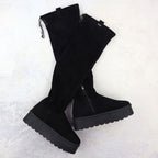 Women's Black Suede Platform Boots Big Star SS274264 Footwear Your Sports Performance