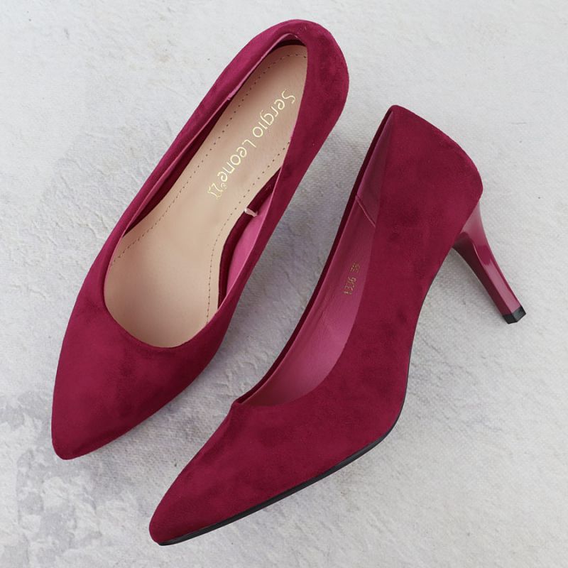 Women's fuchsia suede pumps, Sergio Leone 1336 Footwear Your Sports Performance