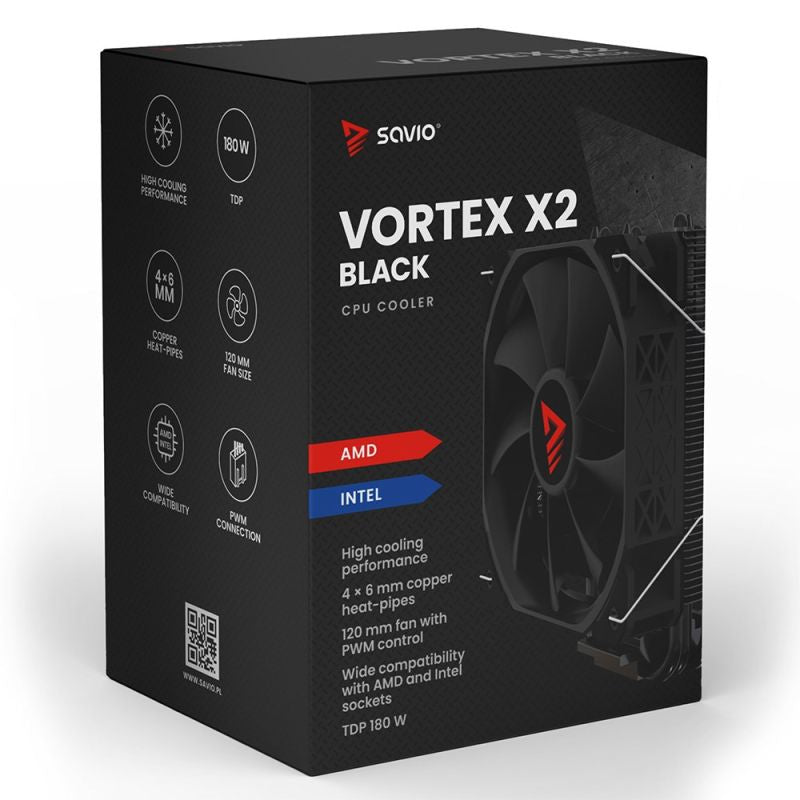 SAVIO CPU COOLER VORTEX X2 BLACK Chłodzenie/Chłodzenie CPU Your Sports Performance