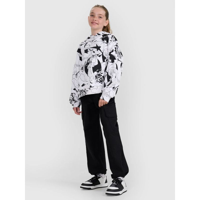 Girls' sweatshirt with hood, open, 4F 4FJRAW25TSWSF2348-90A *Kategoria tymczasowa Your Sports Performance