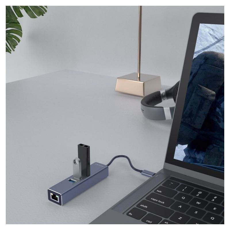SAVIO AK-57 3-PORT USB-C HUB WITH RJ-45 ADAPTER Kable i adaptery/Adaptery, przejściówki Your Sports Performance