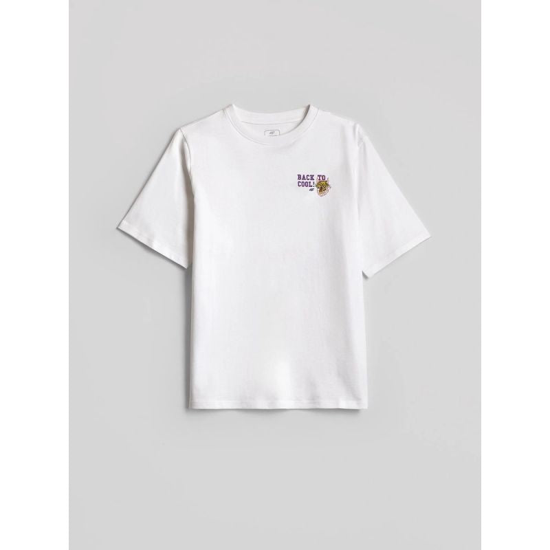 Boys' loose-fit printed T-shirt 4F 4FJRAW26TTSHM4527-10S