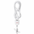 Activejet 3-in-1 white lanyard with charging cable. Available with various connectors: USB-C, Lightning Adapter, USB-A. _Gadżety i Prezenty/Gadżety Your Sports Performance