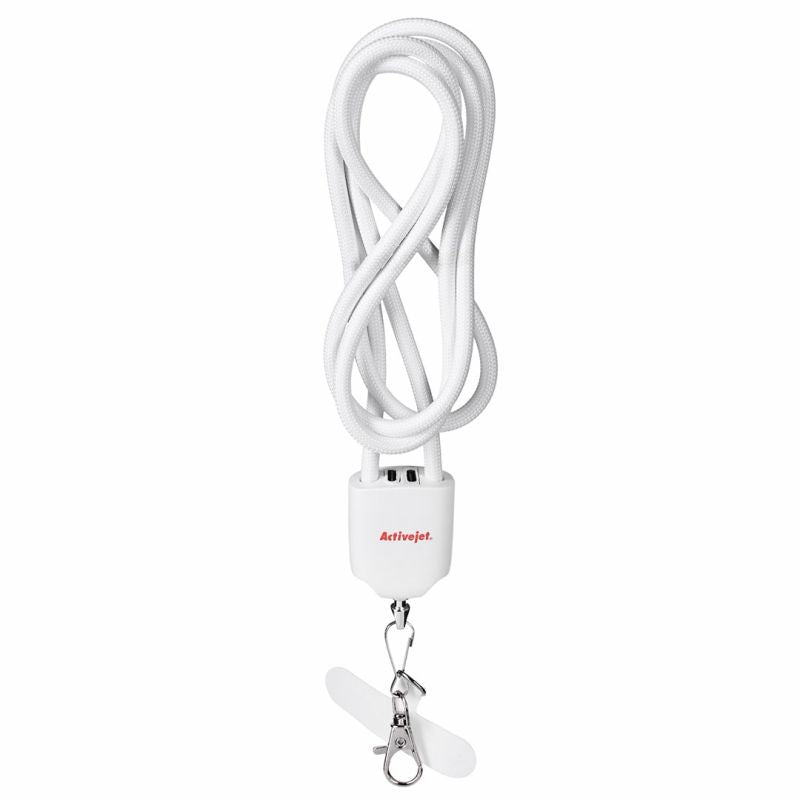 Activejet 3-in-1 white lanyard with charging cable. Available with various connectors: USB-C, Lightning Adapter, USB-A. _Gadżety i Prezenty/Gadżety Your Sports Performance