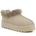 Women's beige Big Star snow boots with fur on the platform UU274204