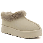 Women's beige Big Star snow boots with fur on the platform UU274204