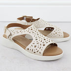 Women's cream openwork elevated sandals Sergio Leone SK-850 Footwear Your Sports Performance