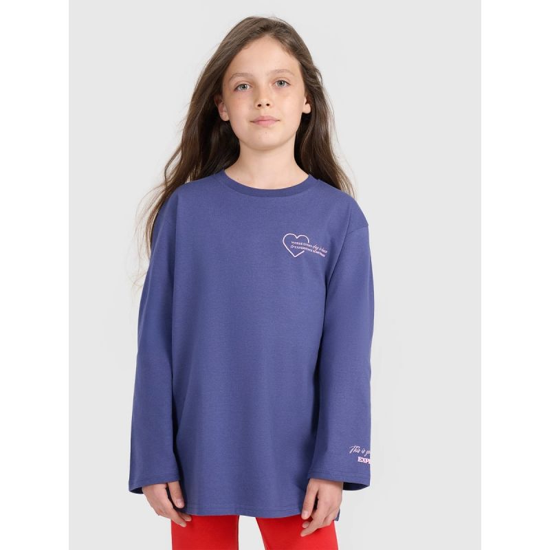 Oversized longsleeve with print for girls 4F 4FJRAW25TLONF589-33S 4f