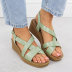 Sergio Leone SK298 women's patent leather wedge sandals in green Footwear Your Sports Performance