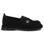 Women's leather moccasins with elastic band, black Filippo DP7947